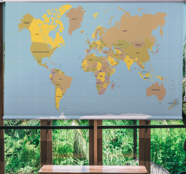 Politiek beige rolgordijn wereldmap - TenStickers