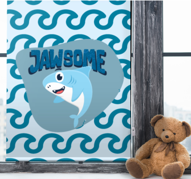 Babyhaai met naam rolgordijn kinderkamer - TenStickers