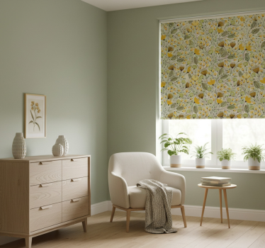 Raambekleding slaapkamer gele bloemenkant - TenStickers