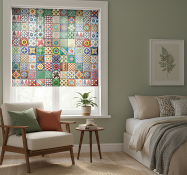 Raambekleding slaapkamer groene mexicaanse tegels - TenStickers