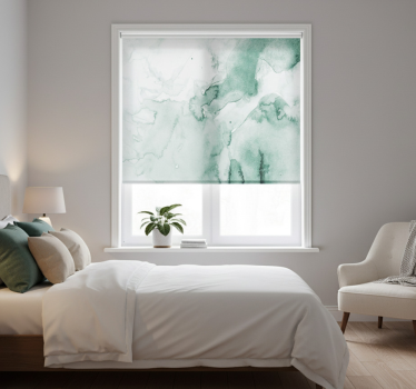 Raambekleding slaapkamer in wit en groene aquarel - TenStickers