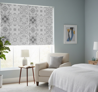 Raambekleding slaapkamer marokkaans grijs tegelpatroon - TenStickers