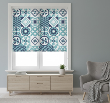 Raambekleding slaapkamer met donkerblauwe ornamenten - TenStickers