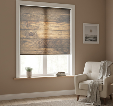 Raambekleding slaapkamer bruine houten planken - TenStickers