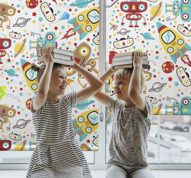 Raketrobots avontuur rolgordijn kinderkamer - TenStickers