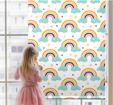 Regenbogen en wolken rolgordijn kinderkamer - TenStickers