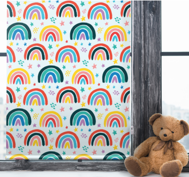 Blauwe regenboogpatronen rolgordijn kinderkamer - TenStickers