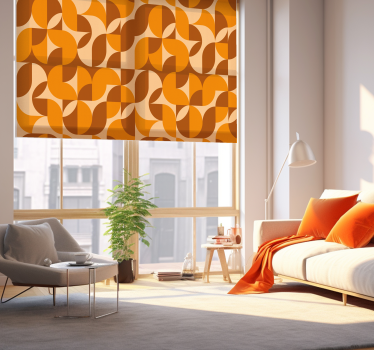 Retro oranje figuren rolgordijn woonkamer - TenStickers