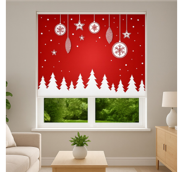 Rode kerstbomen rolgordijn woonkamer - TenStickers