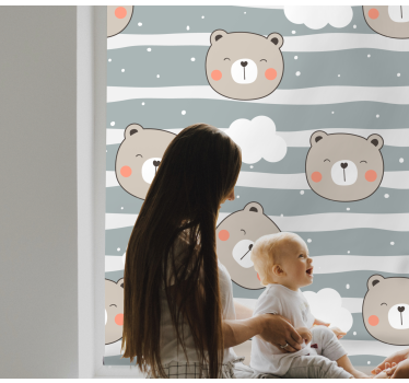 Rolgordijn babykamer Beren en wolken - TenStickers