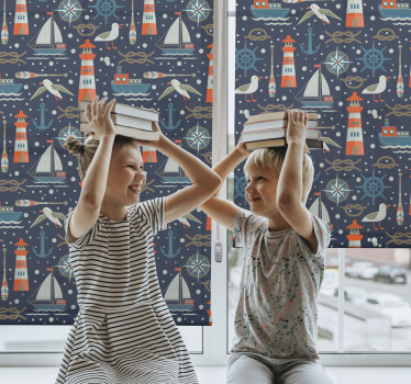 Rolgordijn babykamer Mooi patroon met zee-elementen - TenStickers