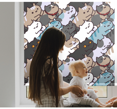 Rolgordijn babykamer Schattige katten slaappatroon - TenStickers