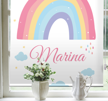 Babykamer rolgordijn schattige regenboog en wolk in pastel - TenStickers