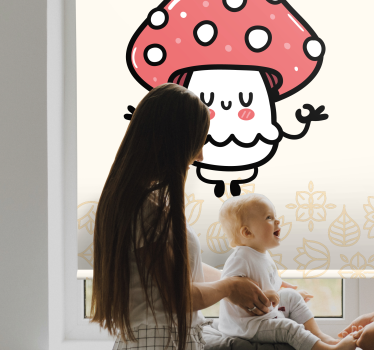 Rolgordijn babykamer Schattige vrolijke paddestoel - TenStickers