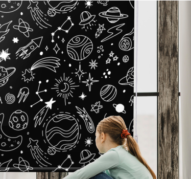 Rolgordijn babykamer Zwart-wit kosmische illustraties - TenStickers