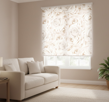 Rolgordijn beige elegante witte rozen - TenStickers