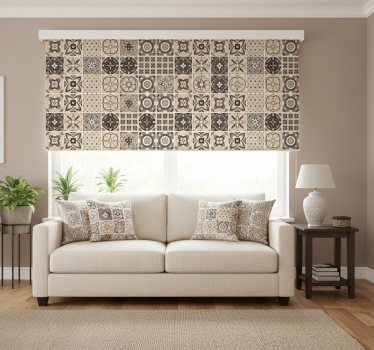 Rolgordijn beige geometrisch tegelpatroon - TenStickers