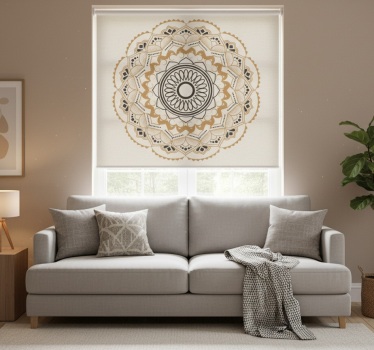 Rolgordijn beige mandala cirkelontwerp - TenStickers