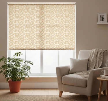Rolgordijn beige met beige klaprozen - TenStickers