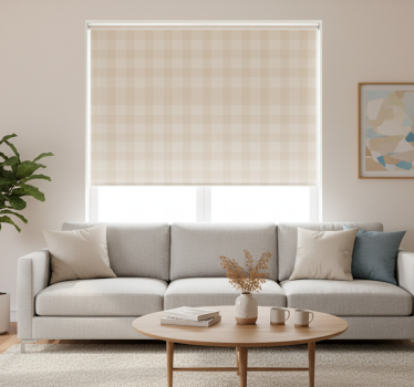 Rolgordijn beige met beige patroon - TenStickers
