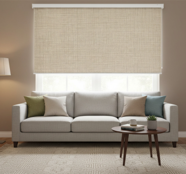 Rolgordijn beige met beige stofeffect - TenStickers