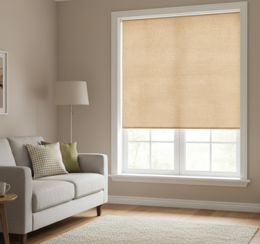 Rolgordijn beige met natuurlijke jute textuur - TenStickers