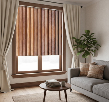 Rolgordijn beige verticale houten planken - TenStickers