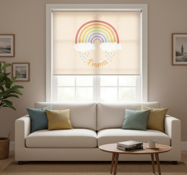 Rolgordijn beige waterverf regenboog met naam - TenStickers