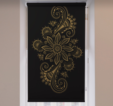 Rolgordijn bloemen met ingewikkelde gouden bloemen - TenStickers