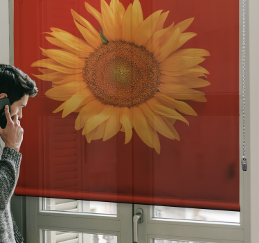 Rolgordijn bloemen Rood oranje zonnebloem - TenStickers