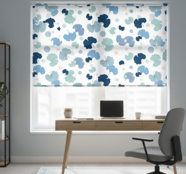 Rolgordijn kantoor blauwe ginkgo blad - TenStickers