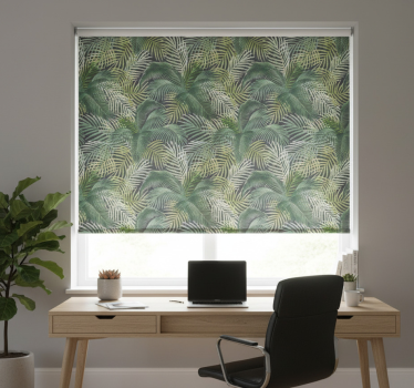 Rolgordijn kantoor groene palmbladeren - TenStickers