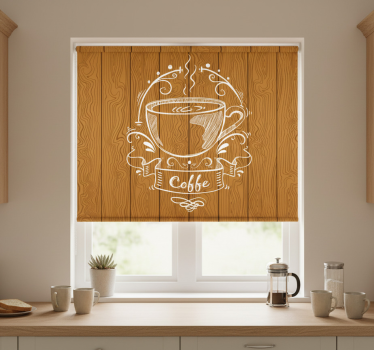 Rolgordijn keuken coffee houten panelen - TenStickers