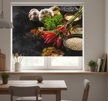 Rolgordijn keuken koken met kruiden - TenStickers