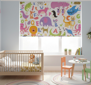 Rolgordijn kinderkamer alphabet dieren - TenStickers