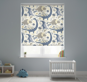 Rolgordijn kinderkamer blauwe dinosaurussen nordic stijl - TenStickers