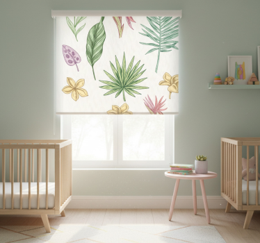 Rolgordijn kinderkamer bloemen en palm bomen - TenStickers