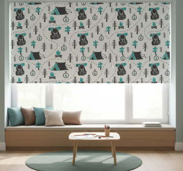 Rolgordijn kinderkamer camping natuurpatroon - TenStickers