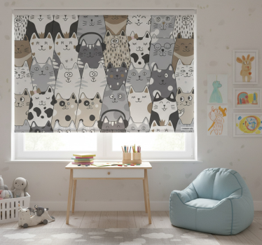 Rolgordijn kinderkamer cartoon katten - TenStickers