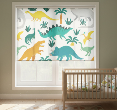 Rolgordijn kinderkamer dinosaurussen met bomen - TenStickers