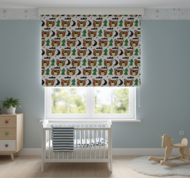 Rolgordijn kinderkamer effen kleur beren en bomen - TenStickers