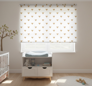 Rolgordijn kinderkamer gouden hart op witte achtergrond - TenStickers