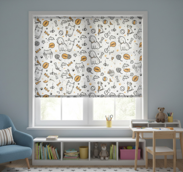 Rolgordijn kinderkamer huisdieren katten en honden tekenstijl - TenStickers