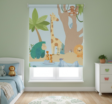 Rolgordijn kinderkamer jungle dieren - TenStickers