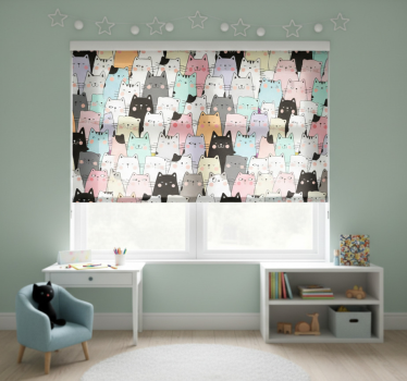 Rolgordijn kinderkamer katten - TenStickers