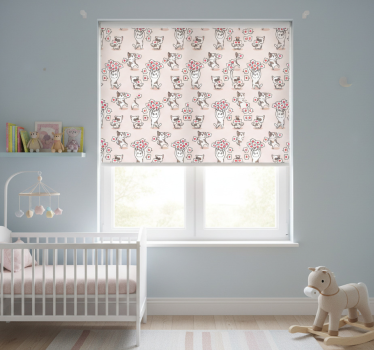 Rolgordijn kinderkamer katten met hartjespatroon - TenStickers