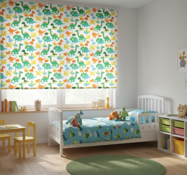 Rolgordijn kinderkamer kleurrijk dinosaurussen patroon - TenStickers