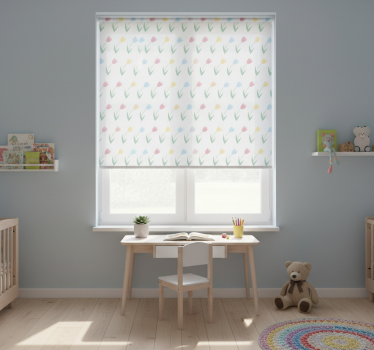 Rolgordijn kinderkamer kleurrijk tulpen bloemenpatroon - TenStickers