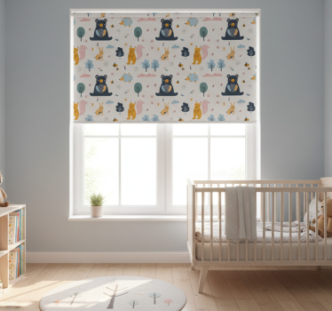 Rolgordijn kinderkamer kleurrijke eekhoorns en teddyberen - TenStickers