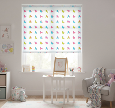 Rolgordijn kinderkamer eenhoorns op blauwe achtergrond - TenStickers